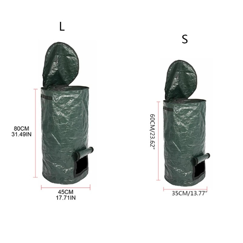 Összecsukható kerti udvari komposztzsák fedéllel Környezetbarát szerves erjesztőhulladék gyűjtő szemétzsákok komposztáló edény