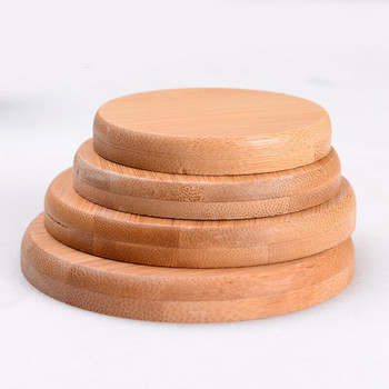 Тава за сукулентни саксии Непропусклива и антикорозионна кръгла ръчно изработена бамбукова дървена основа Поддържаща основа Градински консумативи RE