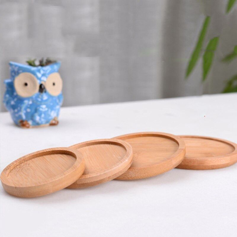 Posuda za sukulentne posude za cvijeće, nepropusna i antikorozivna, okrugla, ručno izrađena drvena baza od bambusa, potporna baza, vrtni pribor RE