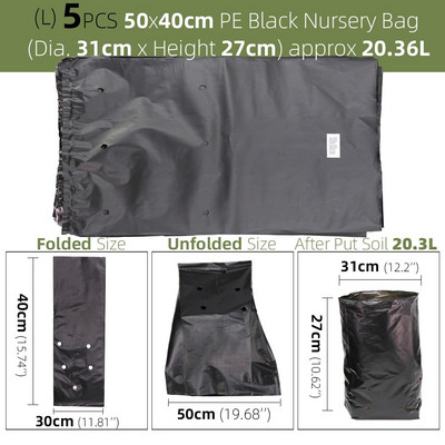 Saci de pepinieră din plastic PE Saci de creștere a plantelor Ghivece pentru răsaduri cu găuri respirabile pentru fructe, legume, flori, accesorii de grădină