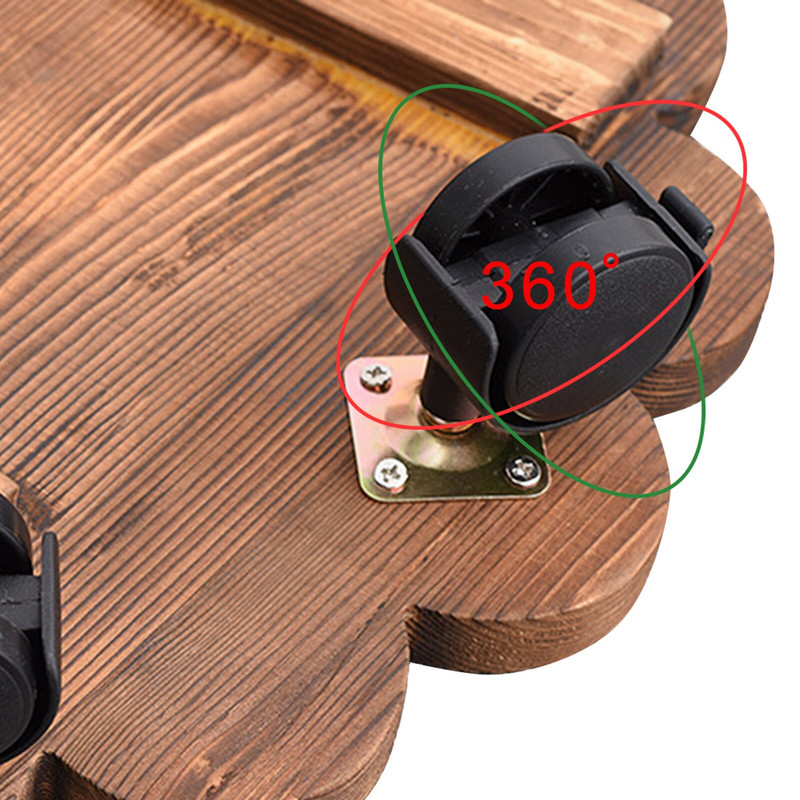 Kilnojamas medinis vazono stovas su ratuku, apvaliu gėlių vazono laikikliu Universalus skriemulys Lengvai perkeliamas gėlių vazono padėklas augalų stovo lentyna