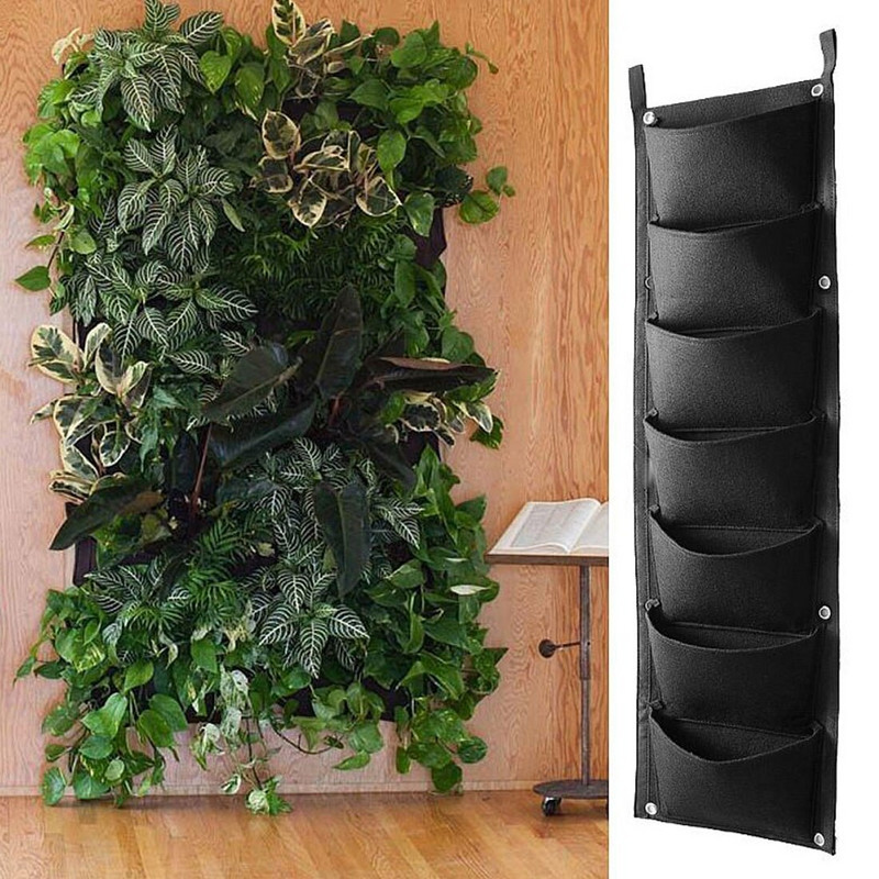 Növénytermesztő táska Ingyenes kiszállítás Kerti szövet Burgonya Zöldség falra akasztós Függőleges zsebek Fekete filc edények Háztartási kellékek