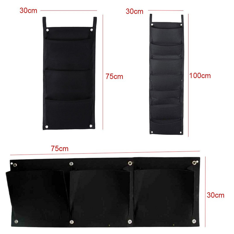 Növénytermesztő táska Ingyenes kiszállítás Kerti szövet Burgonya Zöldség falra akasztós Függőleges zsebek Fekete filc edények Háztartási kellékek