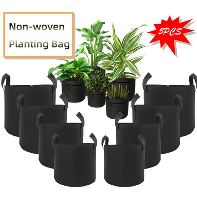 5 τμχ 1-50 γαλόνι Grow Bags Felt Grow Bags W/ Handles Gardening Fabric Grow Pot Vegetable Growing Planter Flower Planting Pot