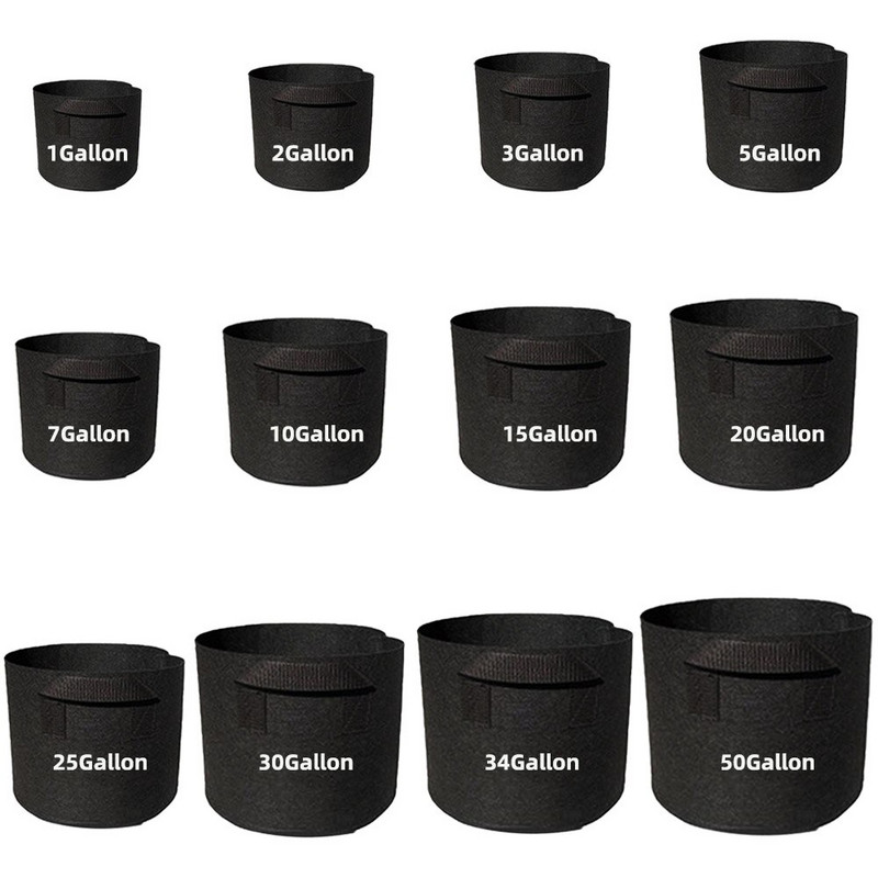 5 bucăți 1-50 galoane saci de cultivare saci de pâslă cu mânere, ghiveci de grădinărit din țesătură, pentru cultivarea legumelor, ghivece de plantat pentru flori