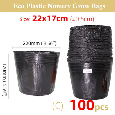 50-100 DB 15 Méret Eldobható Műanyag palánta ültető cserép óvoda Transzplantációs Légáteresztő csésze Fekete Táplálék Grow Bag Gardens