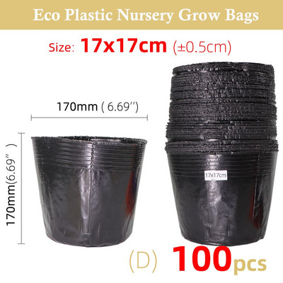 50-100 DB 15 Méret Eldobható Műanyag palánta ültető cserép óvoda Transzplantációs Légáteresztő csésze Fekete Táplálék Grow Bag Gardens
