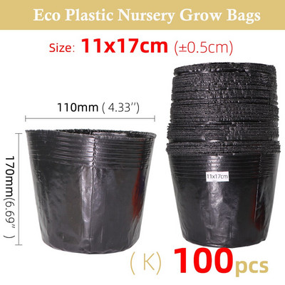 50-100 DB 15 Méret Eldobható Műanyag palánta ültető cserép óvoda Transzplantációs Légáteresztő csésze Fekete Táplálék Grow Bag Gardens
