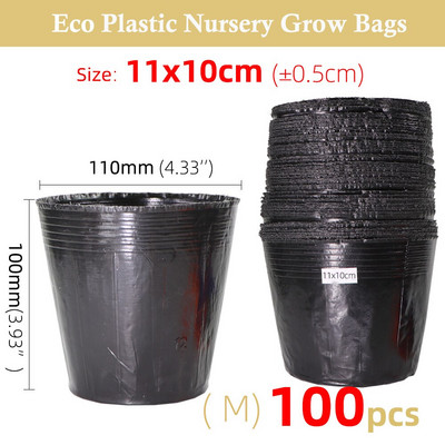 50-100 DB 15 Méret Eldobható Műanyag palánta ültető cserép óvoda Transzplantációs Légáteresztő csésze Fekete Táplálék Grow Bag Gardens