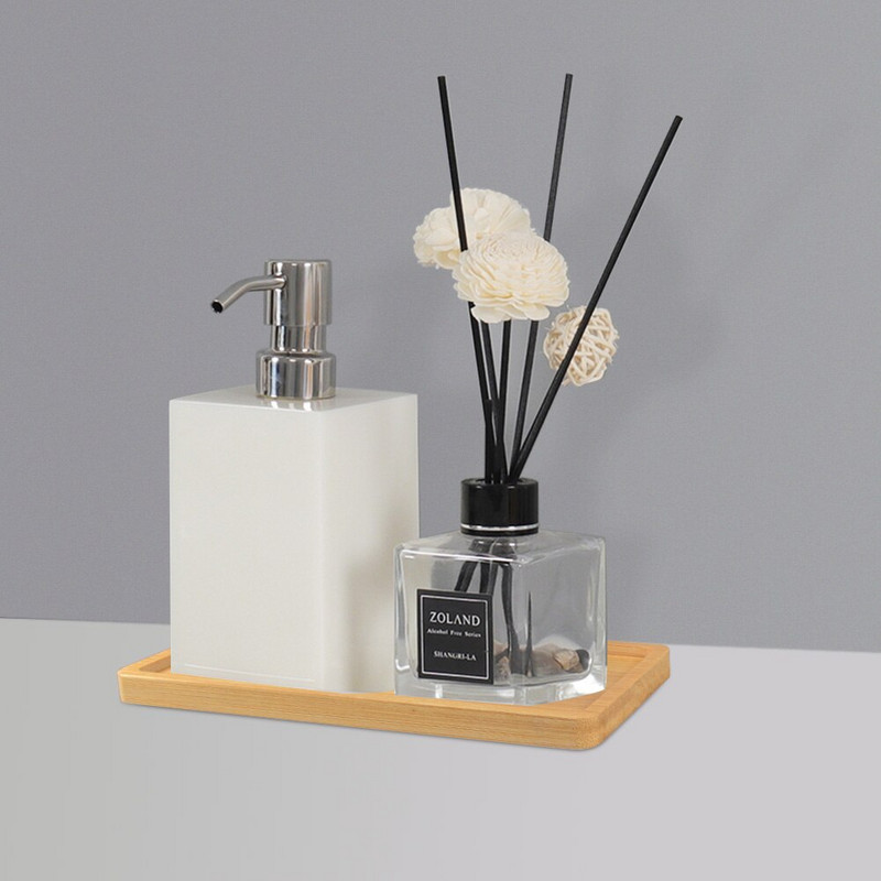 Tăvi dreptunghiulare din bambus natural, farfurioara pentru plante suculente, organizator de contor pentru baie, bucătărie, decorațiuni pentru produse cosmetice