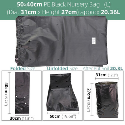 100 bucăți saci de pepinieră din plastic negru PE, ghivece pentru răsaduri din țesătură pentru creșterea plantelor, cu găuri respirabile, pentru agricultura acasă, furnituri de grădinărit
