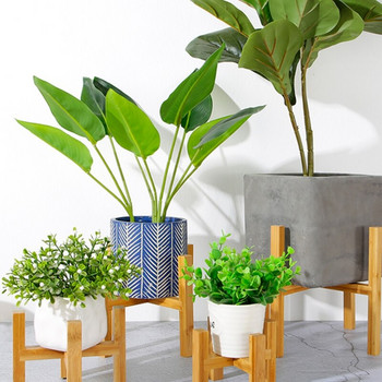Държач за дървена саксия с четири крака Основа за саксия за растения и сукуленти Поставка за домашна градина Рафт за декорация на вътрешен двор