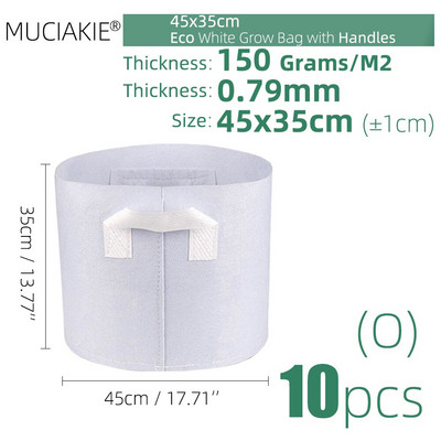 MUCIAKIE 24 dydžiai balti ekonomiški audiniai auginimo maišeliai Aeracija neaustinė vazono šaknų kontrolės augalų konteineris maišelis Namų sodo sodinimas