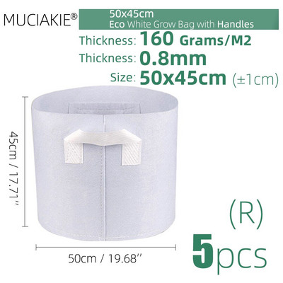 MUCIAKIE 24 dydžiai balti ekonomiški audiniai auginimo maišeliai Aeracija neaustinė vazono šaknų kontrolės augalų konteineris maišelis Namų sodo sodinimas