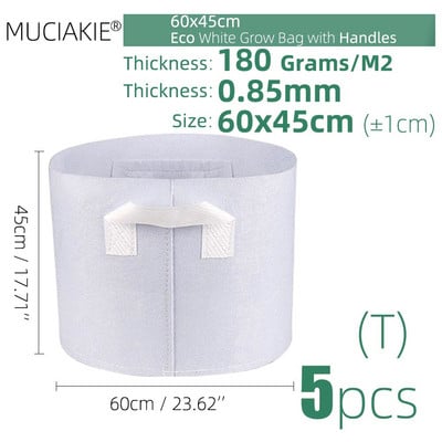 MUCIAKIE 24 dydžiai balti ekonomiški audiniai auginimo maišeliai Aeracija neaustinė vazono šaknų kontrolės augalų konteineris maišelis Namų sodo sodinimas