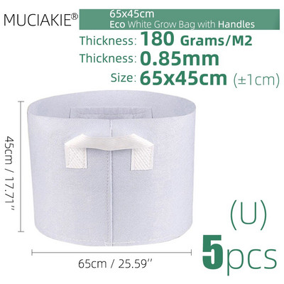 MUCIAKIE 24 dydžiai balti ekonomiški audiniai auginimo maišeliai Aeracija neaustinė vazono šaknų kontrolės augalų konteineris maišelis Namų sodo sodinimas