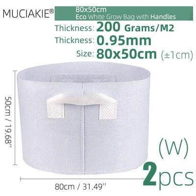 MUCIAKIE 24 dydžiai balti ekonomiški audiniai auginimo maišeliai Aeracija neaustinė vazono šaknų kontrolės augalų konteineris maišelis Namų sodo sodinimas