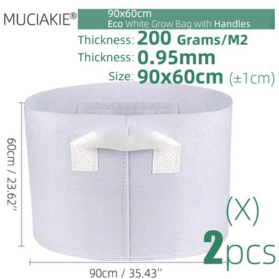 MUCIAKIE 24 dydžiai balti ekonomiški audiniai auginimo maišeliai Aeracija neaustinė vazono šaknų kontrolės augalų konteineris maišelis Namų sodo sodinimas