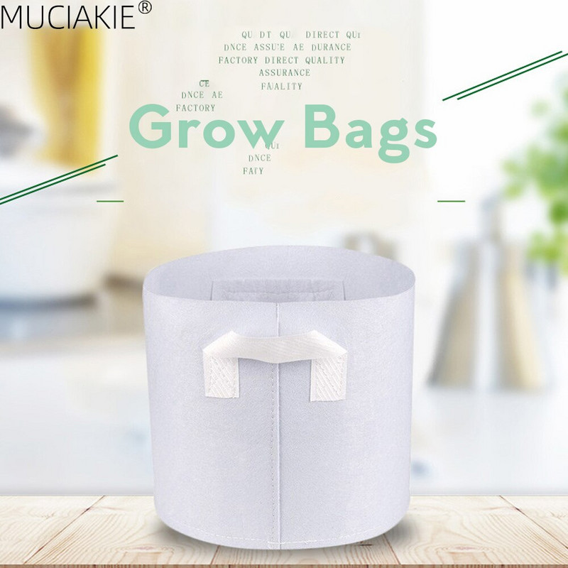 MUCIAKIE 24 dydžiai balti ekonomiški audiniai auginimo maišeliai Aeracija neaustinė vazono šaknų kontrolės augalų konteineris maišelis Namų sodo sodinimas