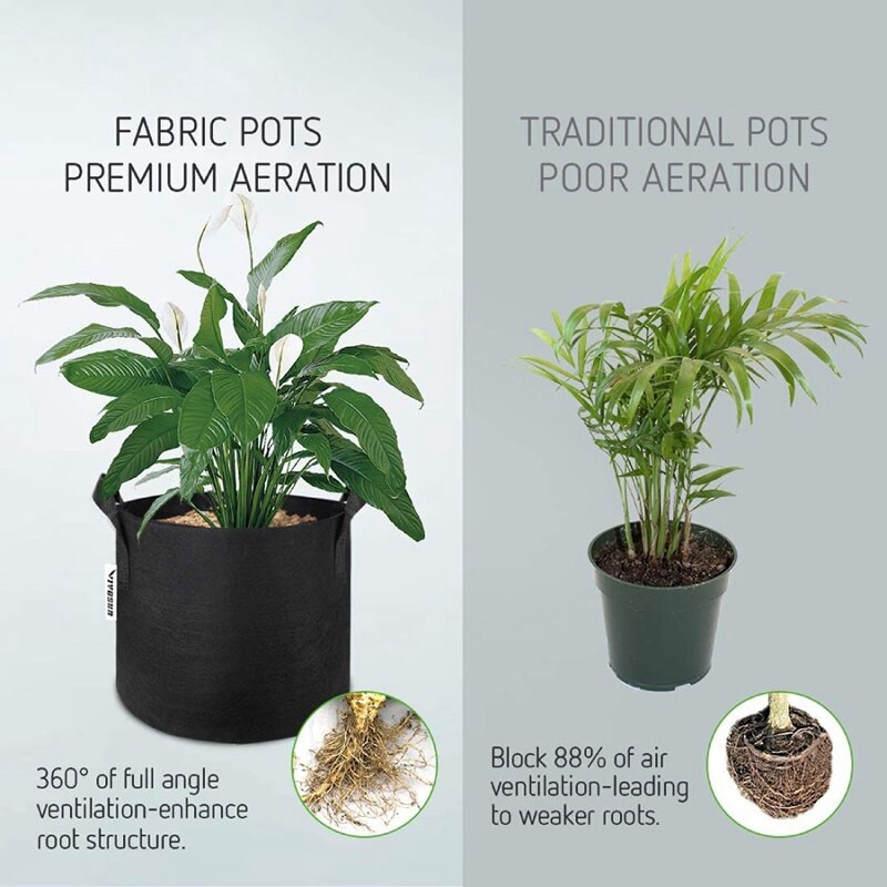 5 vnt. Veltinio auginimo krepšiai Sodininkystė Auginimo vazonai Apvalūs gėlių vazonai Daržovių Sodinimo Vazonai Maišelis Sodas Balkonas Vazonų Konteinerių reikmenys