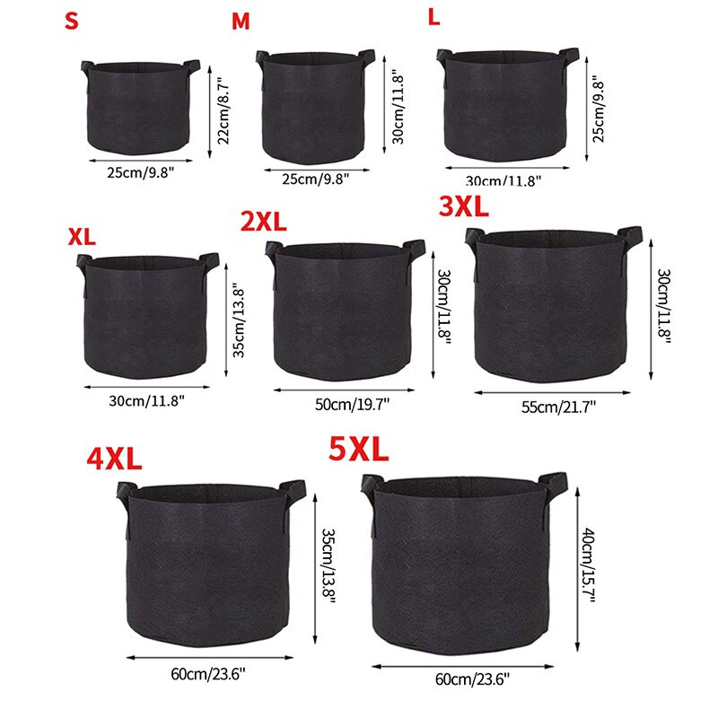 5 vnt. Veltinio auginimo krepšiai Sodininkystė Auginimo vazonai Apvalūs gėlių vazonai Daržovių Sodinimo Vazonai Maišelis Sodas Balkonas Vazonų Konteinerių reikmenys