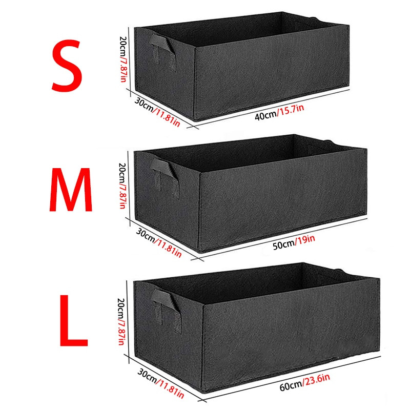 3 dydžio kvadratinis auginimo maišelis daržovių pomidorų sodinukų krepšys Green House Neaustinės medžiagos daugkartinio naudojimo sodo vaisių augalų vazonų auginimo krepšys