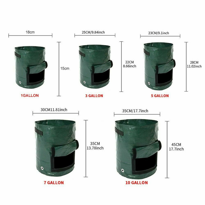 5 dydžių bulvių auginimo konteinerių maišelis „pasidaryk pats“ sodintuvas PE Audinys sodinti daržoves Sodininkystė sustorėjęs vazonas sodinti auginimo krepšį sodo įrankis