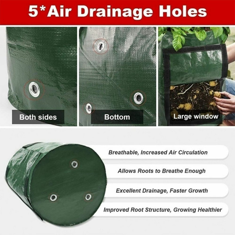 5 dydžių bulvių auginimo konteinerių maišelis „pasidaryk pats“ sodintuvas PE Audinys sodinti daržoves Sodininkystė sustorėjęs vazonas sodinti auginimo krepšį sodo įrankis