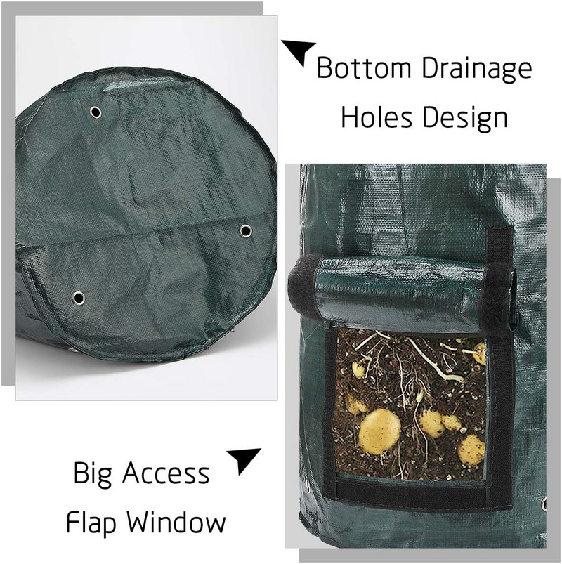 5 dydžių bulvių auginimo konteinerių maišelis „pasidaryk pats“ sodintuvas PE Audinys sodinti daržoves Sodininkystė sustorėjęs vazonas sodinti auginimo krepšį sodo įrankis