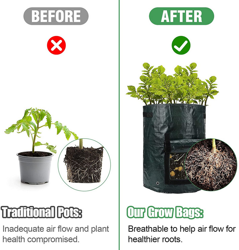 5 dydžių bulvių auginimo konteinerių maišelis „pasidaryk pats“ sodintuvas PE Audinys sodinti daržoves Sodininkystė sustorėjęs vazonas sodinti auginimo krepšį sodo įrankis