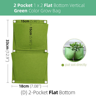 MUCIAKIE Green Grow Bag Függőleges keresztfalra szerelhető függő ültetés Cserepes zseb Kert Virágtáska Otthon Erkély Ültetés