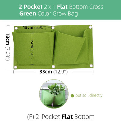 MUCIAKIE Green Grow Bag Függőleges keresztfalra szerelhető függő ültetés Cserepes zseb Kert Virágtáska Otthon Erkély Ültetés