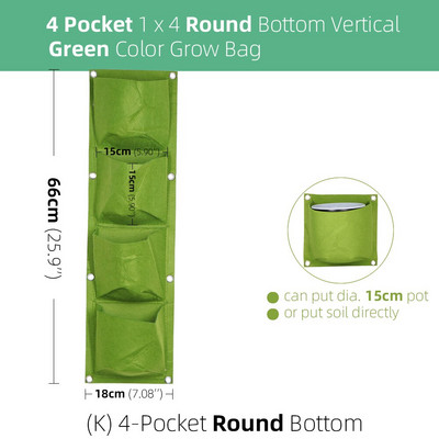MUCIAKIE Green Grow Bag Függőleges keresztfalra szerelhető függő ültetés Cserepes zseb Kert Virágtáska Otthon Erkély Ültetés