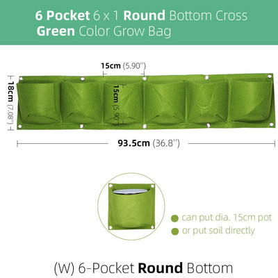 MUCIAKIE Green Grow Bag Függőleges keresztfalra szerelhető függő ültetés Cserepes zseb Kert Virágtáska Otthon Erkély Ültetés