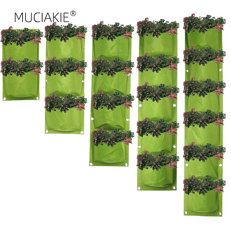 MUCIAKIE Green Grow Bag Függőleges keresztfalra szerelhető függő ültetés Cserepes zseb Kert Virágtáska Otthon Erkély Ültetés