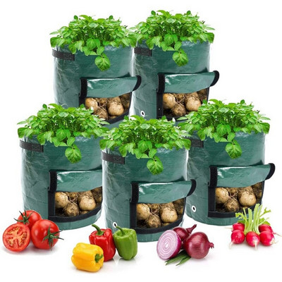 5 τμχ Potato Grow Bags Plant Grow Bags 10 Gallon Heavy Duty Thickened Growing Bags Κήπος φυτευτής λαχανικών με χερούλια