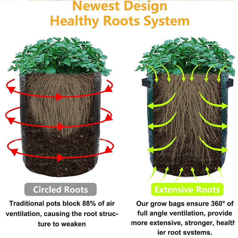 saci de cultivare a cartofii saci de creștere a plantelor de 10 galoane saci de creștere îngroșați, rezistenti, jardinier de legume de grădină cu mânere