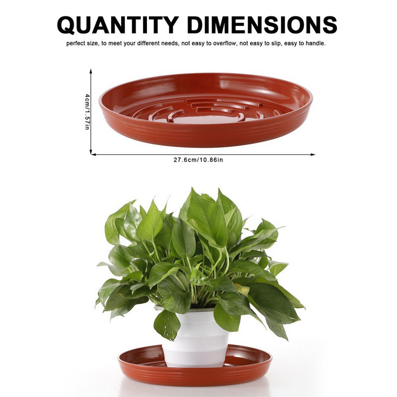 Пластмасови възглавнички, чинийки за растения, 6 бр. Тава, плантатор, палет, проста висококачествена червена кръгла поставка за вътрешни и външни саксии