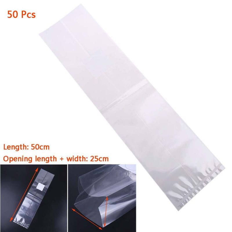 6 méretű PVC Mushroom Spawn Grow Bag szubsztrát magas hőmérsékletű előre lezárható 50 DB kerti kellékek
