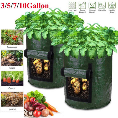 5/7/10Gallons Potato Grow Bag PE Vegetable Onion Plant Bag Thickened Garden Carrot Taro Peanut Growing Bag Garden Pots Planters