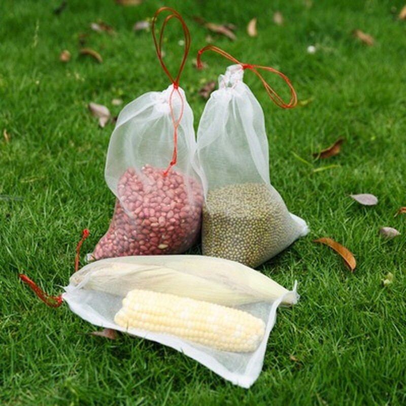 50db Grow Bag Szőlőgyümölcs védőhálós zacskók húzózsinórral Kerti Zöldségháló védőtakarók kártevőirtás madárellenes
