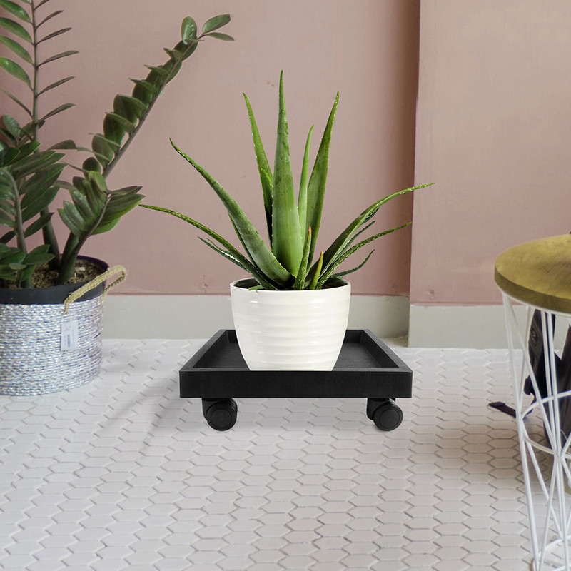 Cemento imitacinis kvadratinis gėlių vazono dėklo rato atrama sustorėjusio pagrindo plieninio rato tempimas virš didelio universalaus rato kilnojamojo toro