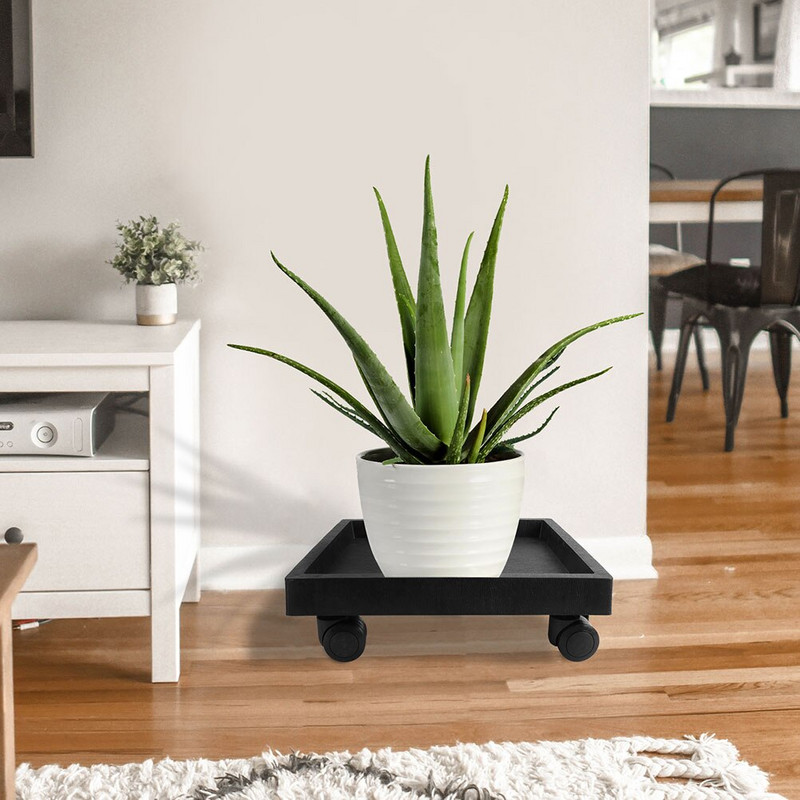 Cemento imitacinis kvadratinis gėlių vazono dėklo rato atrama sustorėjusio pagrindo plieninio rato tempimas virš didelio universalaus rato kilnojamojo toro