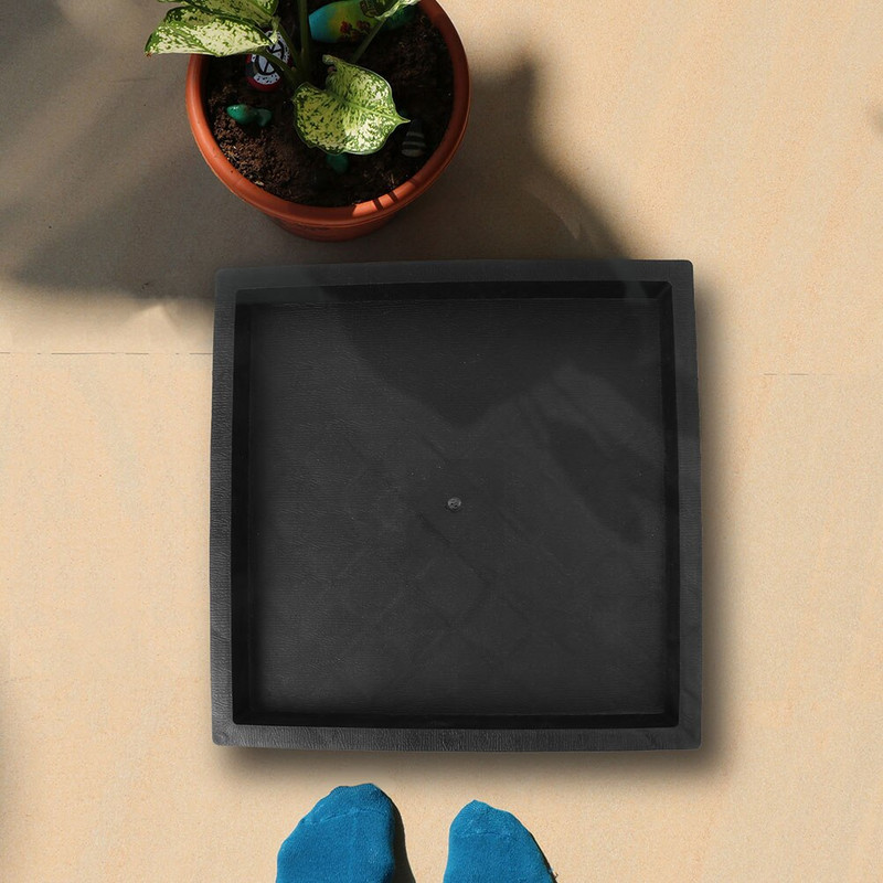 Cemento imitacinis kvadratinis gėlių vazono dėklo rato atrama sustorėjusio pagrindo plieninio rato tempimas virš didelio universalaus rato kilnojamojo toro