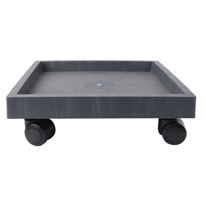 Cemento imitacinis kvadratinis gėlių vazono dėklo rato atrama sustorėjusio pagrindo plieninio rato tempimas virš didelio universalaus rato kilnojamojo toro