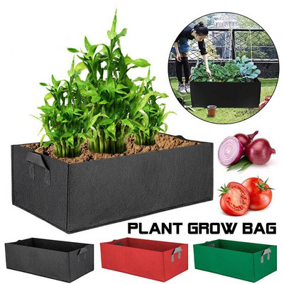 1 τεμ. Ορθογώνια τσάντα φύτευσης Garden Grow Planter Pouch Root Container Root Plant Growing Pot Seedling Flowerpot Black