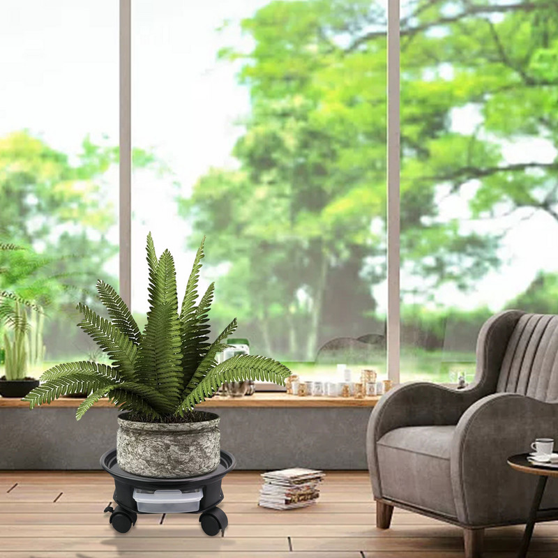 Tip sertar Tavă pivotantă rotundă îngroșată Bază de ghiveci de flori din plastic Curea de susținere inferioară a ghiveciului de flori detașabil Roată cu frână