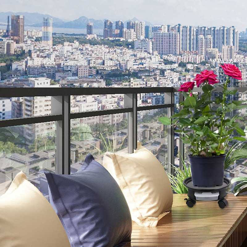 Tip sertar Tavă pivotantă rotundă îngroșată Bază de ghiveci de flori din plastic Curea de susținere inferioară a ghiveciului de flori detașabil Roată cu frână