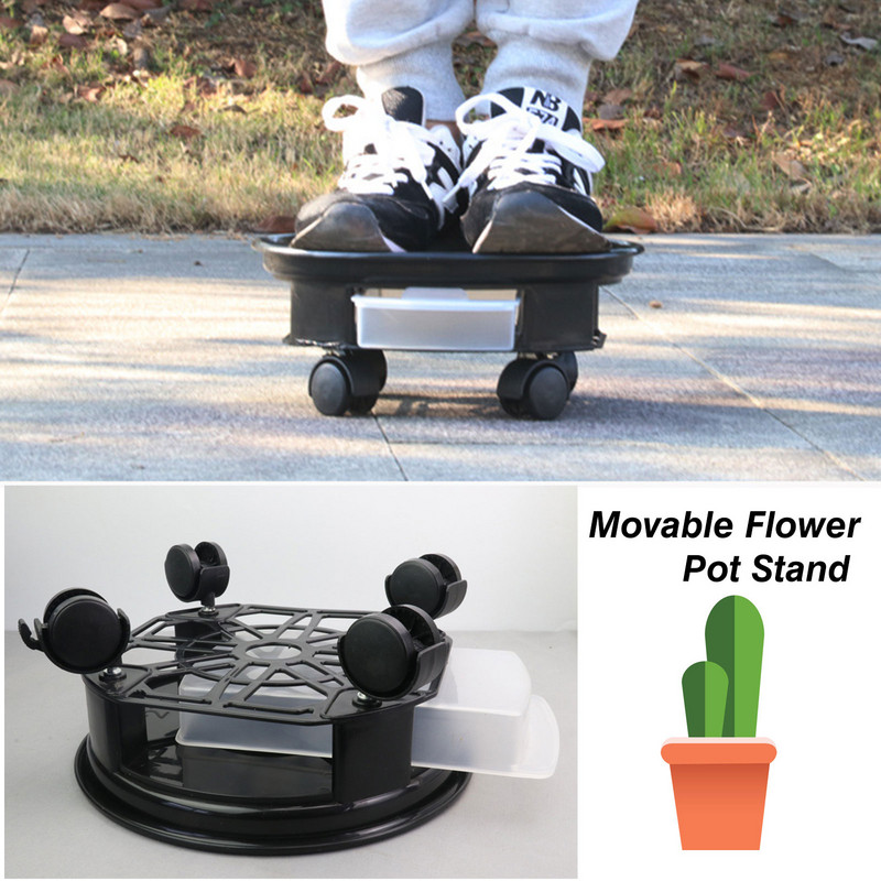 Tip sertar Tavă pivotantă rotundă îngroșată Bază de ghiveci de flori din plastic Curea de susținere inferioară a ghiveciului de flori detașabil Roată cu frână