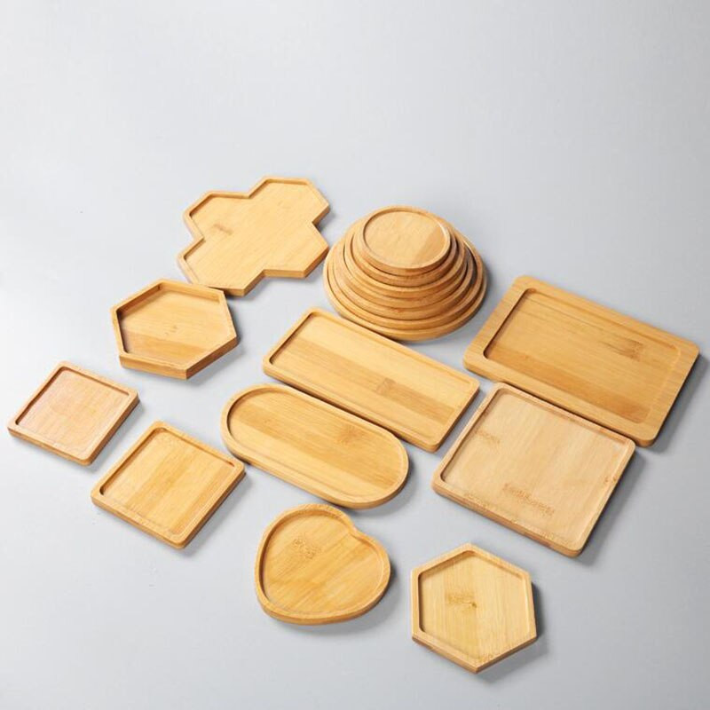 Fából készült tartók húsos virágcserepekhez Kerámia virágcserép tálca pohártartó Húsos bonsai párna bambusz tálca Home Graden dekoráció